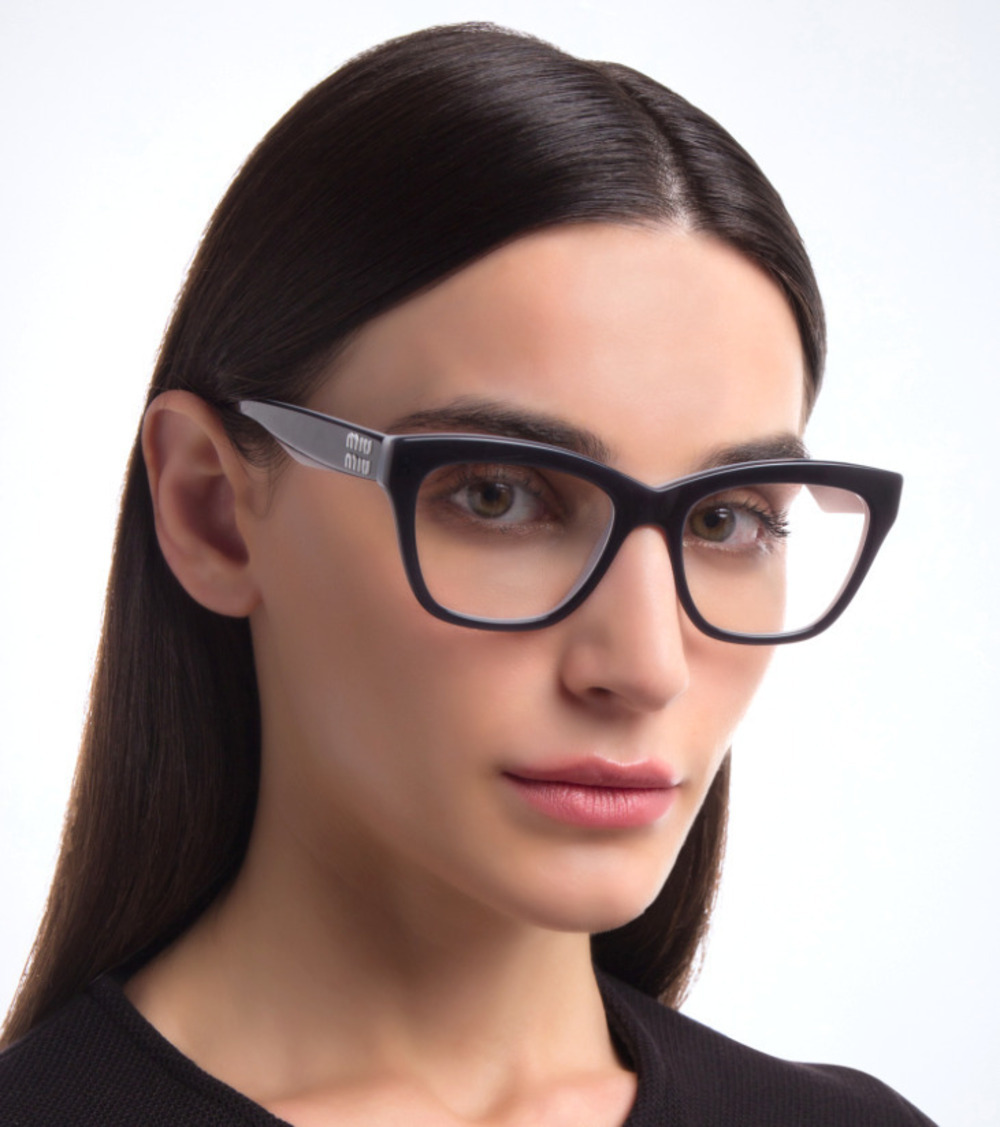 NWT Miu Miu MU03UV Black Cat-Eye 52mm Glasses